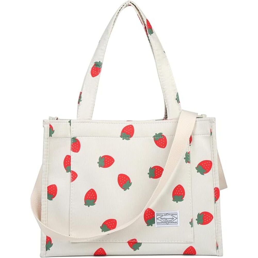 Women Strawberry Imported Corduroy Crossbody Everyday Travel Shoulder Hobo Bag